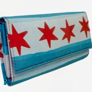 KORU STREET Upcycled Wallet With Stars. Red, White & Blue. *NEW*